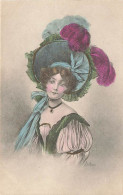 N°25101 - Illustrateur - Bottaro - Portrait D'une Femme Portant Un Chapeau Avec Des Plumes Roses - Bottaro