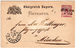 Bayern 1887, L2 Aushilfstpl. MINDELHEIM Klar Auf 5 Pf. Ganzsache. - Lettres & Documents