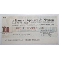 ITALIE - PICK G 1283 - 100 LIRE 1977 - Banca Popolare Di Novara - SUP - 100 Lire