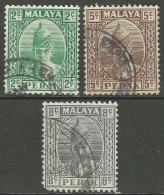 Perak (Malaysia). 1938-41 Sultan Iskandar. 2c, 5c, 8c Used. SG 104, 108, 110. M5134 - Perak
