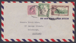 British Jamaica 1948? Used Airmail Cover To Scotland, King George VI Stmaps, Sugar Industry, Coconut Trees - Jamaïque (...-1961)