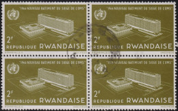 1966 Ruanda ⵙ Mi:RW 168A, Sn:RW 161, Yt:RW 158, Sg:RW 159, Bel:RW 158,New WHO Headquarters In Genf - Usati