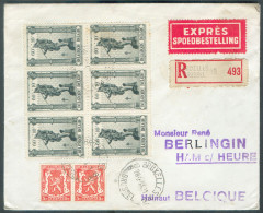 Emission METIERS 60c. En BLOC De 6 + 1Fr75 POORTMAN Et 3x5c. Lion Obl. Sc BRUXELLES 19 Sur Lettre Recommandée Et EXPRES - 1936-51 Poortman