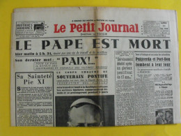 Journal Le Petit Journal Du 11 Février 1939. Pape Pie XI Pacelli Catalogne Espagne Japon Hainan Tonkin Indochine - Le Petit Journal