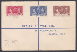 Dominica 1937 Used Registered Cover To England, Coronation Of King George VI Stamps - Dominica (...-1978)