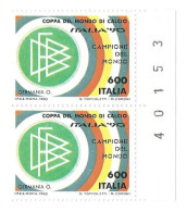 Italia 1990; Germania Campione Del Mondo, Coppia Di Francobolli Con Il Numero Del Foglio, - 1981-90: Nieuw/plakker