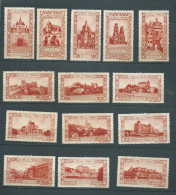 LOT DE 14 VIGNETTES TOURISME  Rouge" Chateau De France  " Neufs Sans Gomme - Ava 33502 - Tourism (Labels)