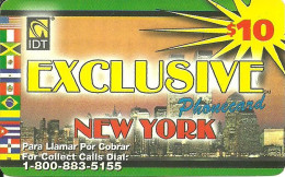 USA: Prepaid IDT - Exclusive New York, Flags. Collect Call No. Ends 5155 - Autres & Non Classés