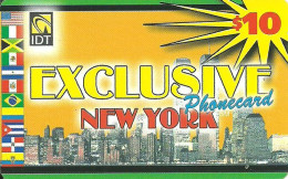 USA: Prepaid IDT - Exclusive New York, Flags. Front No Collect Call No. - Sonstige & Ohne Zuordnung