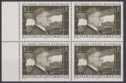 1970 , Mi 1322 ** (4) -  4er Block Postfrisch - 25 Jahre Zweite Republik Österreich - Neufs