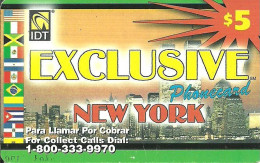 USA: Prepaid IDT - Exclusive New York, Flags. Collect Call No. Ends 9970, Pin Code On Top - Other & Unclassified