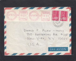 LETTRE DE PARIS AVEC VIGNETTES D'AFFRANCHISSEMENT ET TIMBRES "MARIANNE DE BEQUET" POUR NEW YORK, U.S.A. - Covers & Documents