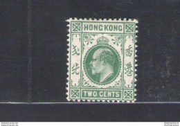 1904-06 HONG KONG - Stanley Gibbons N. 77 - 2 Cents - Dull Green - MLH* - Andere & Zonder Classificatie