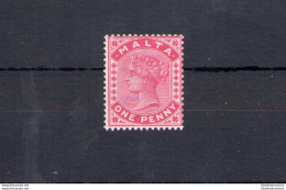 1885 MALTA, Stanley Gibbons N. 21 - 1 Penny Rose - MNH** - Other & Unclassified