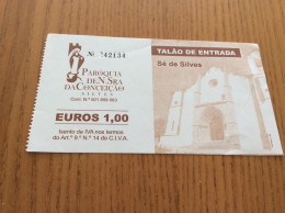 Ticket D'entrée "TALÃO DE ENTRADA - Sé De Silves" (Cathédrale) Portugal - Tickets - Entradas