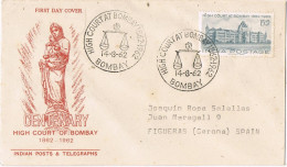 55175. Carta BOMBAY (India) 1962. HIGH COURT At BOMBAY - Covers & Documents