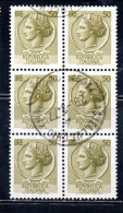 ITALIA REPUBBLICA ITALY REPUBLIC 1968 - 1976 SIRACUSANA TURRITA STELLE STARS LIRE 50 BLOCCO USATO BLOCK USED OBLITERE' - 1961-70: Gebraucht