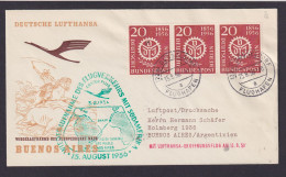 Bund Berlin MEF 3er Streifen 139 Brief Flugpost Airmail Düsseldorf Buenos Aires - Lettres & Documents