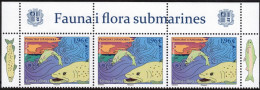 ANDORRE 2024 - Europa - Faune Sous-marine - Bande De 3 Haut De Feuille Avec Texte   Neuf ** - Unused Stamps