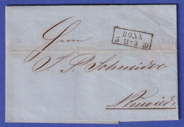 Preußen Brief Mit Rechteckstempel BONN, 1863 - Other & Unclassified