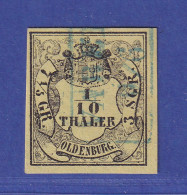 Oldenburg 1852 Wappen 1/10 Taler Mi.-Nr. 4 A Gestempelt Gepr. Köhler - Oldenbourg