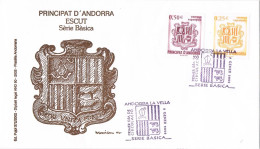 55187. Carta ANDORRA La VELLA (Andorra Española) 2002. Serie Basica ESCUT, Escudo, Heraldica - Covers & Documents