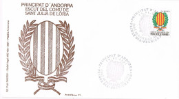 55188. Carta SANT JULIA De LORIA (Andorra Francesa) 2001. Comú De Sant Julia, Heraldica - FDC