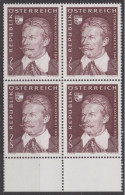 1970 , Mi 1336 ** (4) -  4er Block Postfrisch - 125. Geburtstag Von Thomas Koschat - Unused Stamps