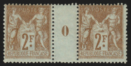 N°105 Paire Millésime 0, Sage 2fr Bistre, Neuf * Légère Trace De Charnière - TB - 1898-1900 Sage (Type III)