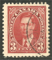 XW02-0028 Canada 1937 King Roi George VI Mufti Issue 3c Red Rouge - Used Stamps