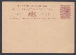 British Gold Coast Penny Half Penny Queen Victoria Mint Unused UPU Postcard, Post Card, Postal Stationery - Goudkust (...-1957)