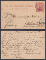 GB Great Britain One Penny Queen Victoria 1894 Used UPU Postcard, To Germany, Post Card, Postal Stationery - Briefe U. Dokumente