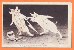 36284 / ⭐ DUEL (3) ESPINASSE Tu Ne Me Traiteras Plus Sale COCHON Cochons Humanisés 1905 à LEROUX Epicier Breteuil-Iton - Cochons