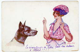 Xavier Sager.  Femme Avec Chien Et Sucre. Série "Nos Amis Fidèles" - Sager, Xavier