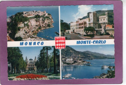 MONACO MONTE CARLO  Multivues Blason Éditions La Cigogne N° 99 158 64 - Panoramische Zichten, Meerdere Zichten