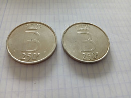 2 Pièces De 250 Francs Belges Baudouin Roi Des Belges - Boudewijn Koning Der Belgen 1951 - 1976 - 250 Francs