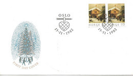 Norge Norway 1982 Christmas, Painting Of Adolph Tiedemand, Mi 875 Pair, FDC - Covers & Documents