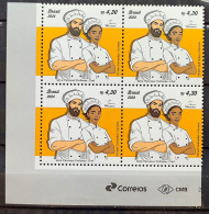 C 4154 Brazil Stamp Mercosul Series Profession Kitchen Chef Woman Gastronomy 2024 Block Of 4 Vignette Correios - Ungebraucht