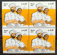 C 4154 Brazil Stamp Mercosul Series Profession Kitchen Chef Woman Gastronomy 2024 Block Of 4 - Unused Stamps