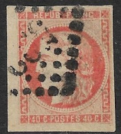 France N°48d Rouge-sang  Oblitéré GC . Signé Scheller. Cote 1000€. - 1870 Bordeaux Printing