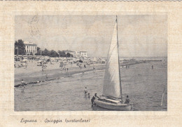 CARTOLINA  C17 LIGNANO,UDINE,FRIULI GIULIA VENEZIA-SPIAGGIA (PARTICOLARE)-MARE,ESTATE,VACANZA,BARCHE,VIAGGIATA 1957 - Udine