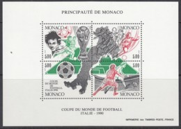 MONACO Block 48, Postfrisch **, Fußball-Weltmeisterschaft, Italien, 1990 - Blocks & Kleinbögen