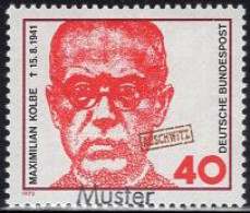 GERMANY(1973) Maximillian Kolbe. MUSTER (specimen) Overprint. Priest Martyred By The Nazis. Scott No 1116. - Autres & Non Classés