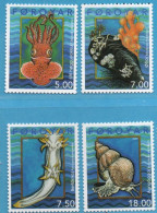 Faeroër 2002 Molluscs 4 Values MNH Faroe Islands Sepiola, Modiolus, Polycera, Buccinum - Schaaldieren