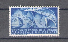 1949 Italia - Repubblica, 75 Anniversario UPU, 1 Valore, N. 599, MNH** - Other & Unclassified