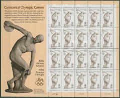 USA 1996 Olympia Sommerspiele Atlanta Diskobol 2750 Bogen Postfrisch (SG97413) - Unused Stamps