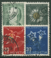 Schweiz 1943 Pro Juventute Alpenblumen (I) P. E. V. Fellenberg 424/27 Gestempelt - Gebraucht