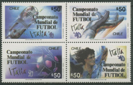 Chile 1990 Fußball-WM Italien 1341/44 4er-Block Postfrisch - Chili