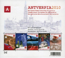 Belgie 2008 - OBP 3767/71** - BL153** - Antverpia 2010 - Antwerpen - Unused Stamps