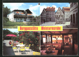 AK Bad Windsheim, Berggaststätte Weinturmsruhe, Innenansicht, Terrasse  - Bad Windsheim